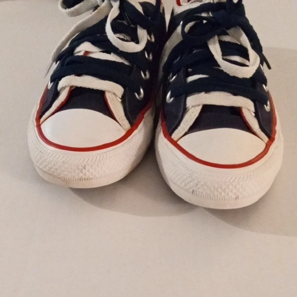Converse Women's Size 7 All Star Red White Blue  Double Tongue - Picture 7 of 13